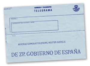 Telegrama de Zapatero a Google